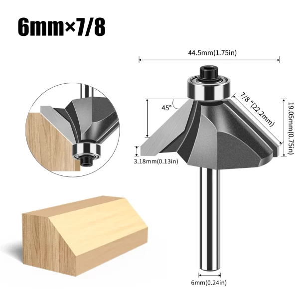 1pc 6mm 12mm Shank 45 Degree Bevel Router Bit Woodworking - Image 17