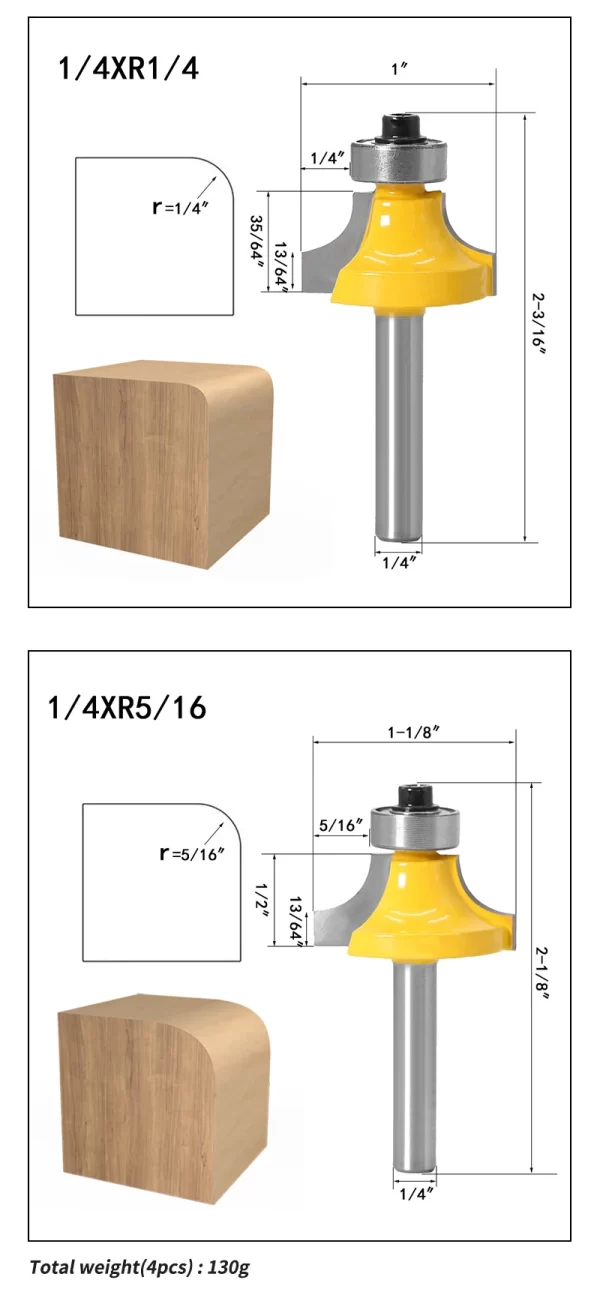 1/4-Inch Shank Roundover Edging Router Bit Set - Image 13