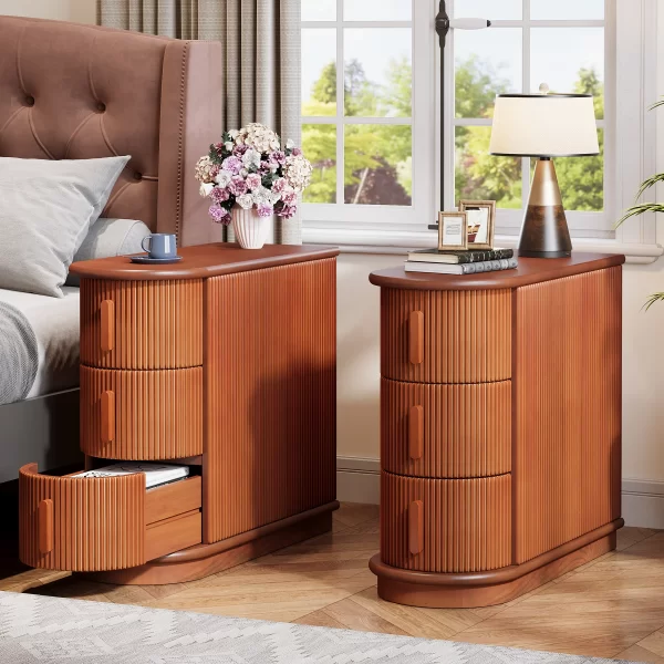 Tribesigns End Table Round Solid Wood Sofa Bedside Narrow Bedroom Side Table - Image 15