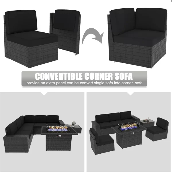 8 Piece Patio Furniture Set with 44" Propane Gas Fire Pit Table - Image 12