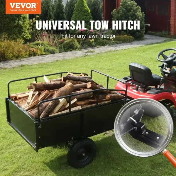 Heavy Duty ATV Trailer Steel Dump Cart Tow Behind, 750 lbs 15 Cubic Feet - Image 2