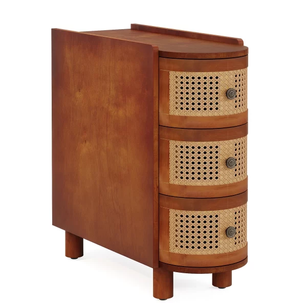 Tribesigns End Table Round Solid Wood Sofa Bedside Narrow Bedroom Side Table - Image 23