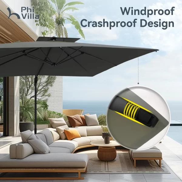 9'x 12' Large Patio Umbrella, Outdoor Aluminum Cantilever Umbrella - Image 3