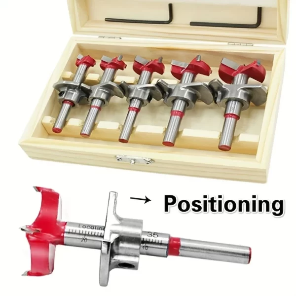 Woodworking Hole Opener Set Positioning Hard Alloy Flat Wing Drill Adjustable Hinge Hole Expander 15-35mm - Image 3