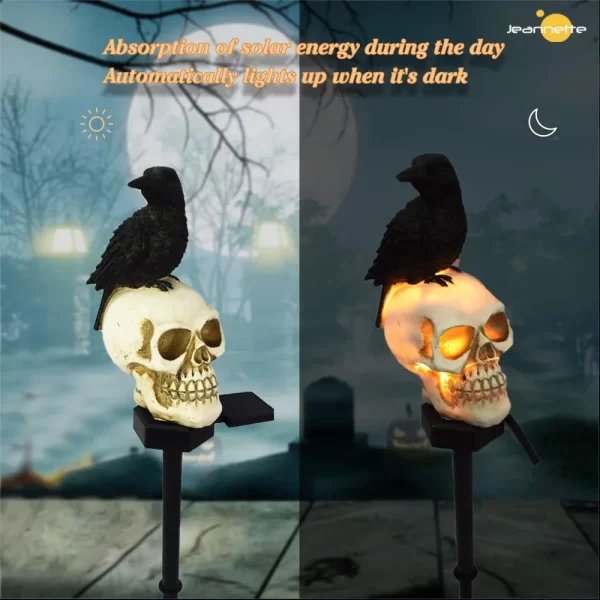 Halloween Crow Skull Outdoor Solar Light - Image 2