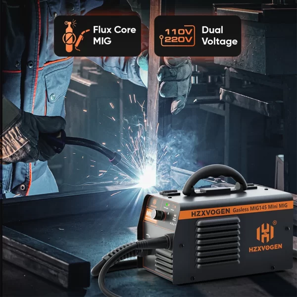 HZXVOGEN 145A Non-Gas Semi-automatic Welding Machine W/ Flux Core Wire MIG Welder Tool - Image 6