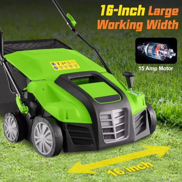 2-in-1 Scarifier and Lawn Dethatcher, 16-Inch 15A Corded Electric Dethatcher - Image 5
