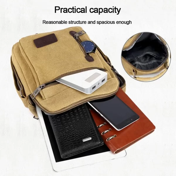 Multi Pockets Men Shoulder Bags Creative Tote Canvas - Image 18