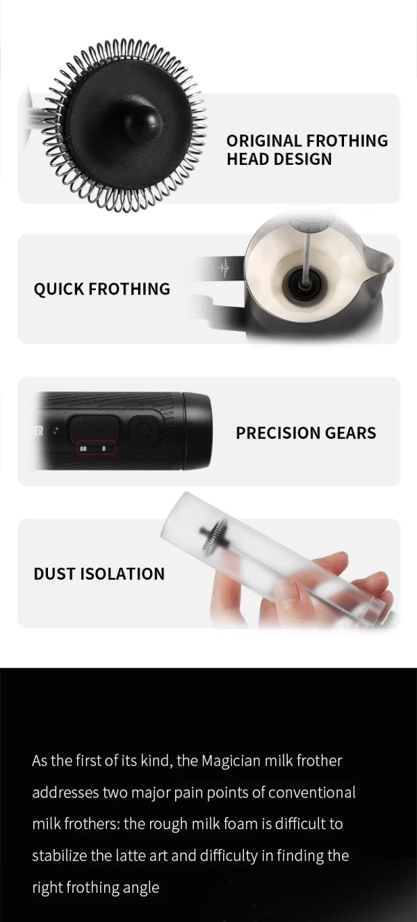 MHW-3BOMBER Electric Milk Frother Portable Handheld Milk Foamer USB Rechargeable - Image 10