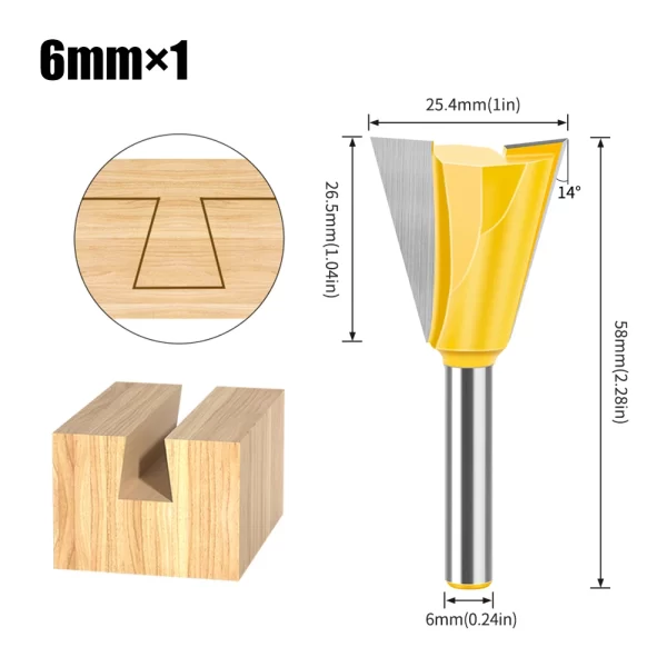 1Pcs 6mm 12mm Shank Dovetail Joint Router Bits Set Dovetail Joint Router Bits Set - Image 10