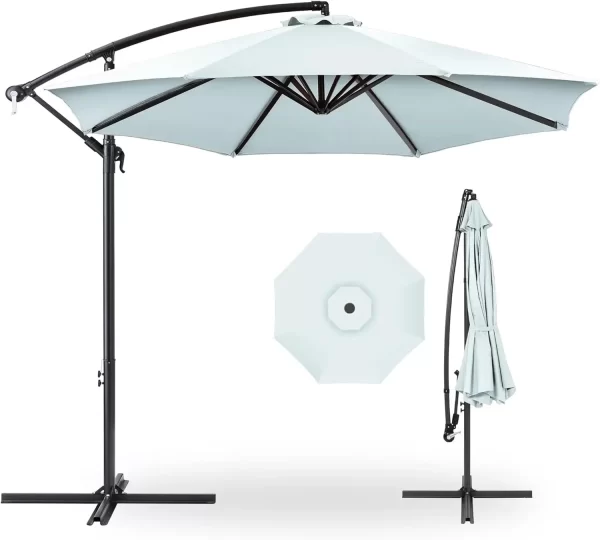 10ft Offset Hanging Market Patio Umbrella w/Easy Tilt Adjustment, Polyester Shade - Image 9