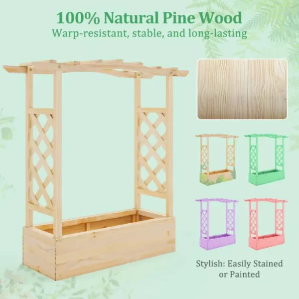 Wooden Raised Garden Bed Planter Box with Trellis and Hanging Roof - Image 6