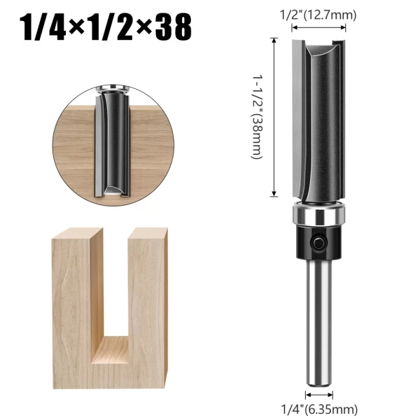 1pc 6mm 1/4"Shank Bearing Straight Router Bit - Image 12