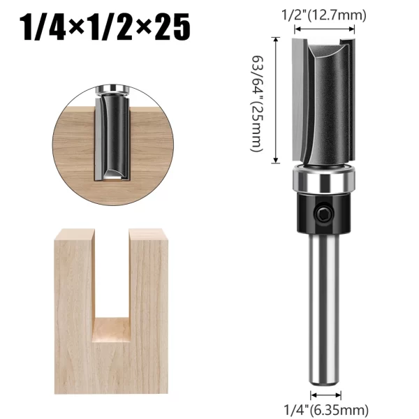 1pc 6mm 1/4"Shank Bearing Straight Router Bit - Image 15