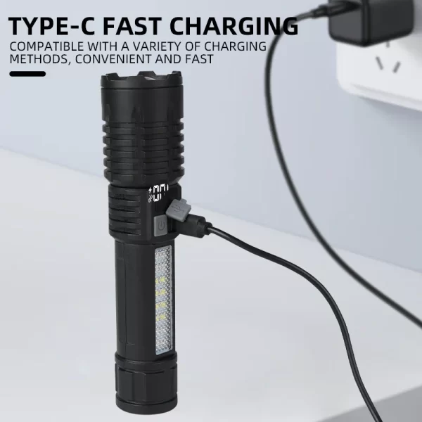 Portable Rechargeable High Power LED Flashlights With Display Screen Zoom - Image 6