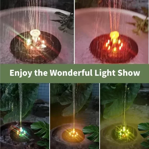 Fountain Light 7 Colors LED Light Solar Fountain Light Rotating Fountain - Image 3