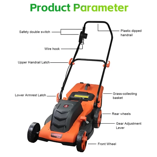 1200W/1600W Hand Push Weeder High Power Electric Lawn Mower - Image 4