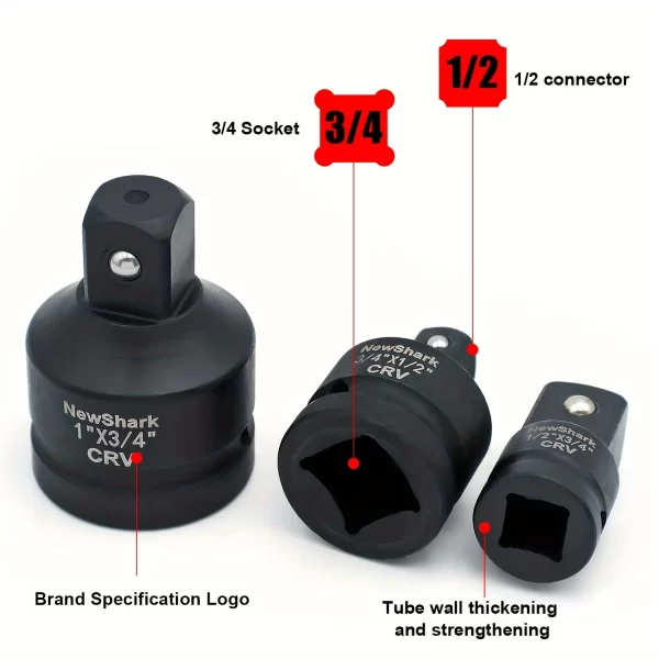 11pcs Impact Adapter and Reducer Set and Universal Joint Swivel Socket Adapter Set,1/4"3/8"1/2"3/4"1" - Image 3