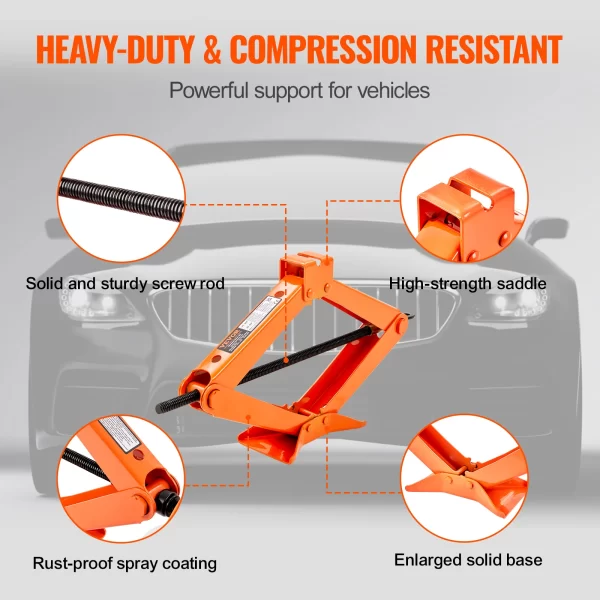 VEVOR Scissor Jack 2.5 Ton/5512 lbs Scissor Car Jack 3.7"-17.1" Lifting Range Scissor Lift Jack Portable Tire Jack for Car Truck - Image 6