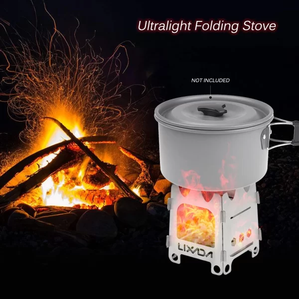 Lixada Titanium Outdoor Camping Stove Portable Ultralight Folding Wood Stove - Image 6