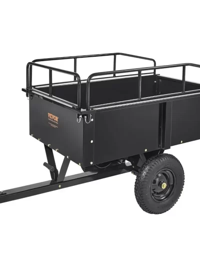 Heavy Duty ATV Trailer Steel Dump Cart Tow Behind, 750 lbs 15 Cubic Feet