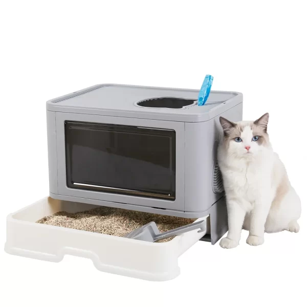 Large Hooded Cat Litter Box Tray Drawer Type - Image 15