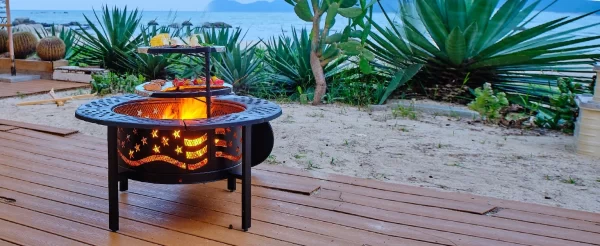 42" Outdoor Fire Pit with 2 Grills - Wood Burning Firepit for Outside with Cover & Poker - Image 7