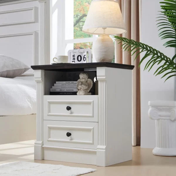 26"*23.6" large pastoral wooden side table with charging station, dresser - Image 5