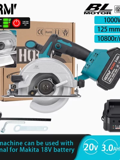 Hormy Brushless 5In Electric Circular Saw 125mm Mini Cordless Makita 18V Lithium Battery