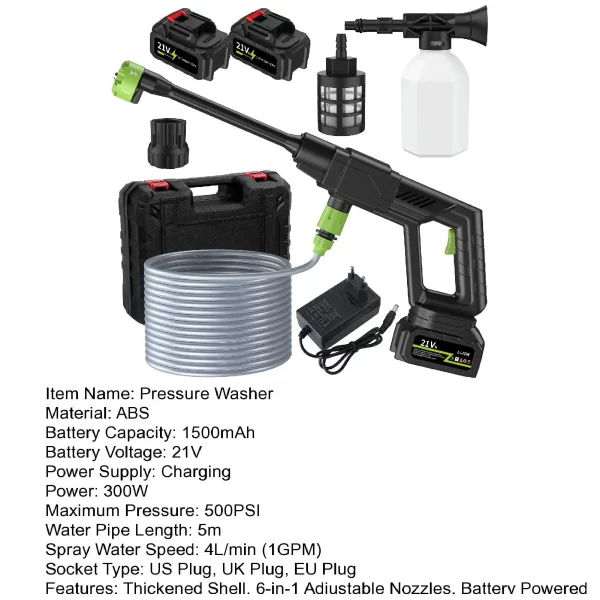 Brushless High Pressure Car Washer Gun 6 IN 1 Electric Cordless Pressure Washer - Image 12