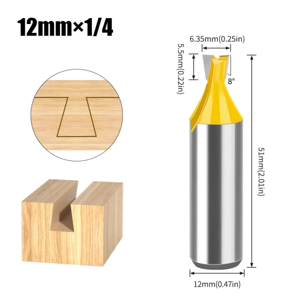 1Pcs 6mm 12mm Shank Dovetail Joint Router Bits Set Dovetail Joint Router Bits Set - Image 7