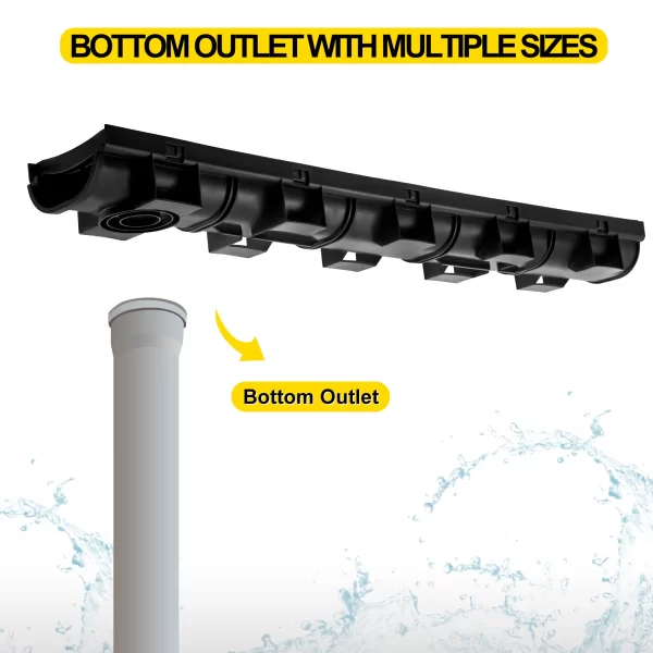 SucceBuy Drainage Trench Driveway Channel Drain With Plastic Grate 3-5 Pack - Image 3