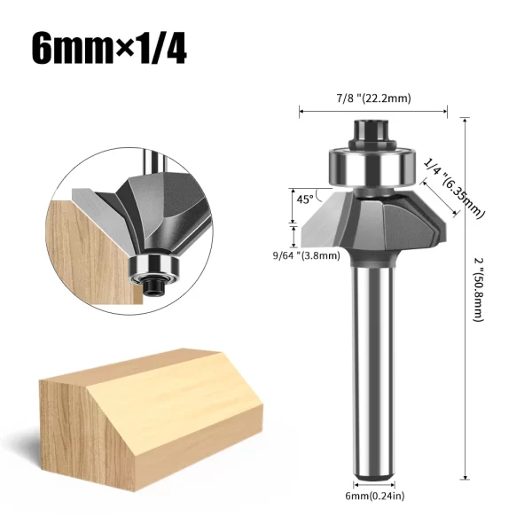 1pc 6mm 12mm Shank 45 Degree Bevel Router Bit Woodworking - Image 20