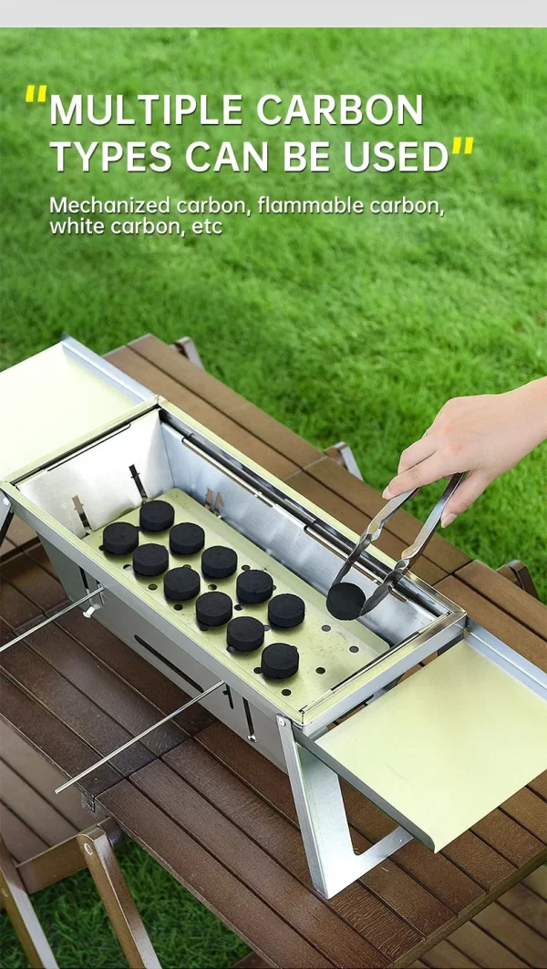 Outdoor Folding Barbecue Grill, 304 Stainless Steel Portable Folding Charcoal Oven - Image 16