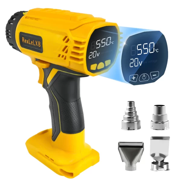 400W 550℃ Cordless Heat Gun for Dewalt 20V Battery with LCD Digital Display Hot Air Gun  no battery
