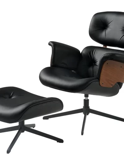 Chaise Lounge Chair with Ottoman, Mid Century Modern Living Room Chairs, Comfy Leather Chair