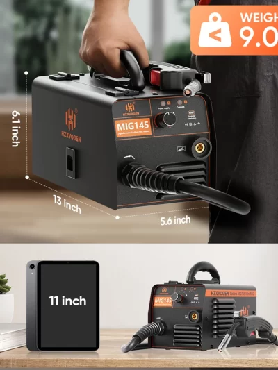 HZXVOGEN 145A Non-Gas Semi-automatic Welding Machine W/ Flux Core Wire MIG Welder Tool