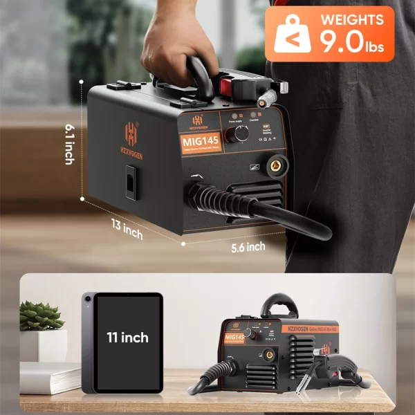 HZXVOGEN 145A Non-Gas Semi-automatic Welding Machine W/ Flux Core Wire MIG Welder Tool