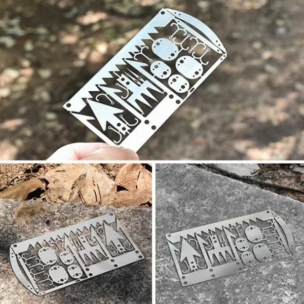 Outdoor Camping Outdoor Multifu Equipment Survival Tools Stainless Steel Card - Image 11