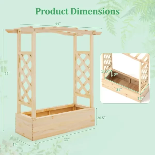 Wooden Raised Garden Bed Planter Box with Trellis and Hanging Roof - Image 4
