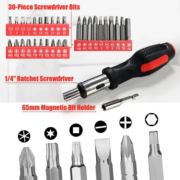 198-Piece Home Tool Set Includes Screwdrivers, Wrenches, Pliers, and More - Image 4