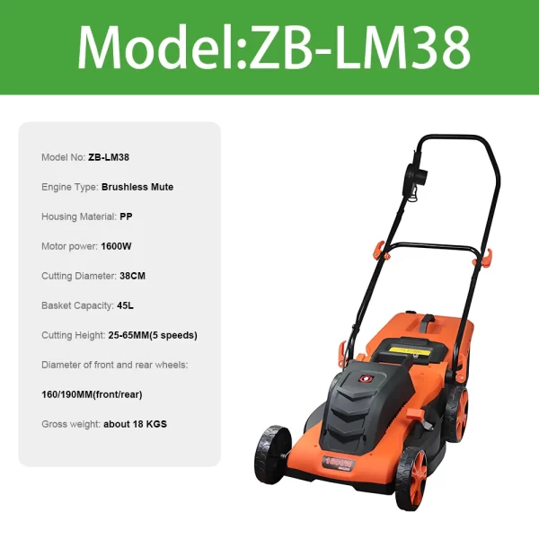 1200W/1600W Hand Push Weeder High Power Electric Lawn Mower - Image 8