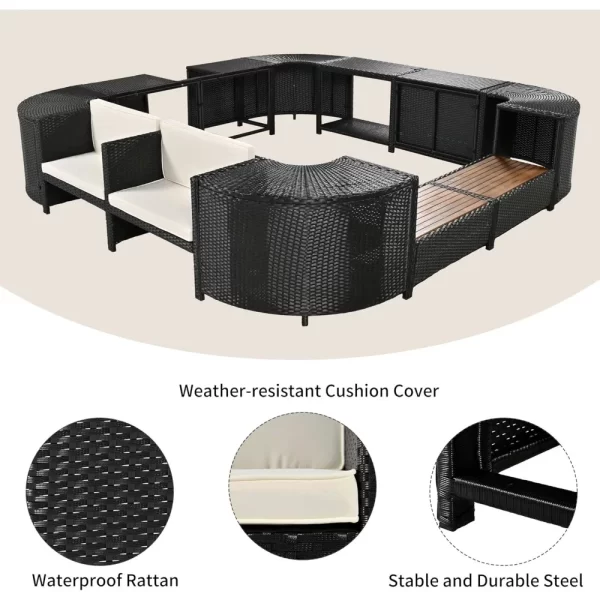 Patio Furniture Set, Spa Surround Outdoor Rattan Sofa Set - Image 3