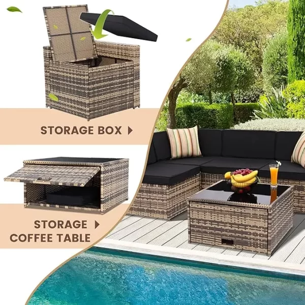 8 Pieces Outdoor Wicker Rattan Patio Furniture Sectional Set - Image 3