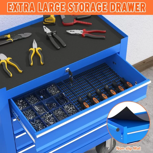 5 Drawers Tool Chest with Wheels, Metal Rolling Tool Box with Drawers, Large Capacity Tool Storage Cabinet with Keyed Locking, - Image 18
