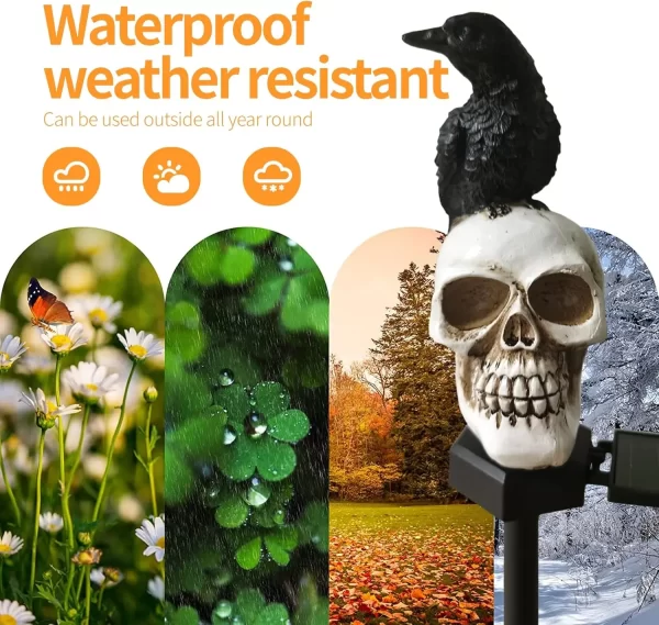 Halloween Crow Skull Outdoor Solar Light - Image 16