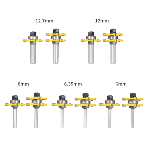 2PCS  1-7/8" T&G ASSEMBLY 3 Teeth Tenon Square Tooth Floor Splicing Cutter Router Bits - Image 2