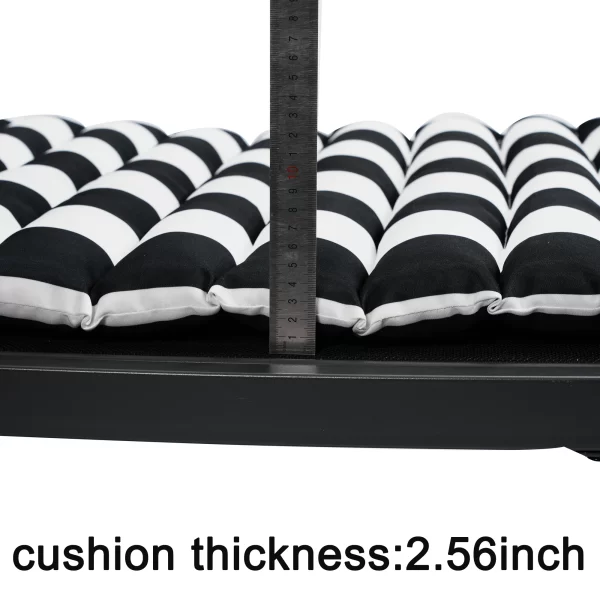 2PCS Set Outdoor Lounge Chair Chaise Lounge Cushion-BLACK-WHITE - Image 4