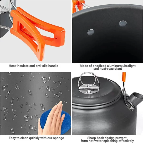 1pcs/1set Camping Cookware Kit Outdoor Cooking Set Aluminum - Image 3