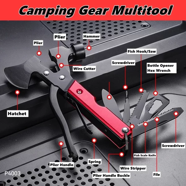 Multitool,Survival  Emergency Escape Tool with Axe,Hammer,Plier,Knife,Bottle Opener - Image 10
